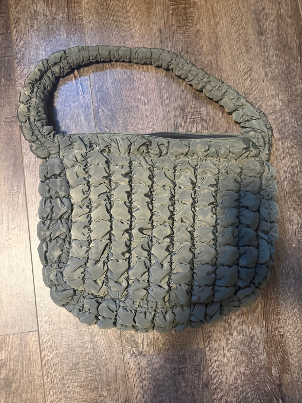 Olive Green Quilted Shoulder Bag - Women's Handbag